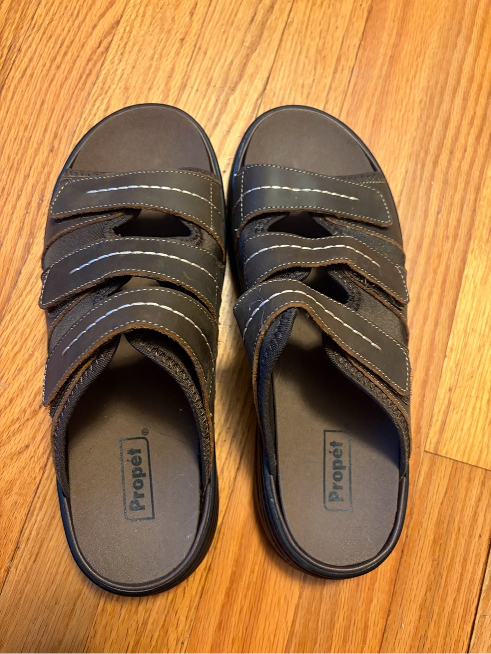 Propet Men's Dark Brown Triple-Strap Comfort Sandals